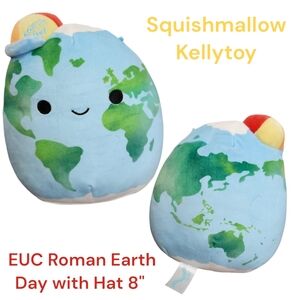 Squishmallow Kellytoy Roman Earth Day with Hat 8